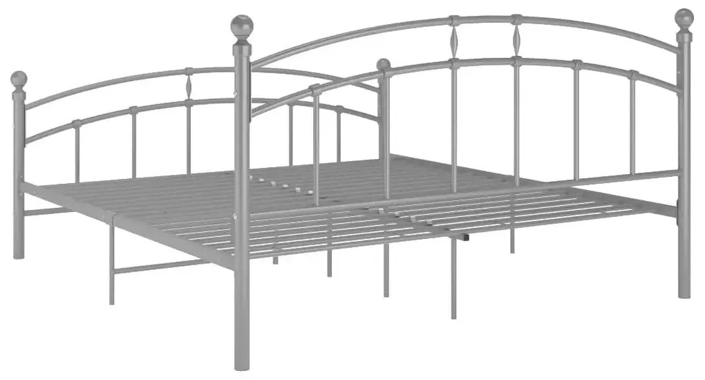 Szare metalowe łóżko małżeńskie 180x200 cm - Serafi