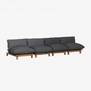 4-częściowa Modułowa Rozkładana Sofa Z Drewna Akacjowego Brina Grafitowa Szarość - Sklum