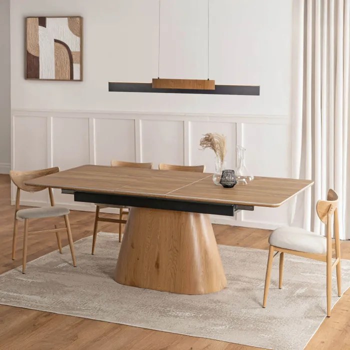 Stół Rozkładany Prostokątny LIZBONA 160-200 cm Ceramiczny Dąb do Jadalni Nowoczesny