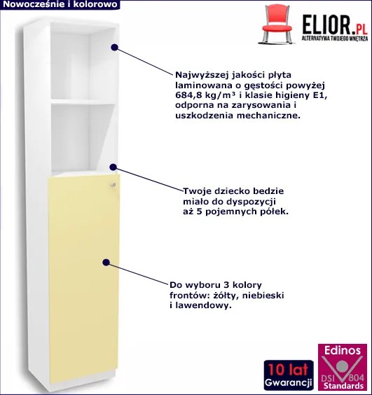 Biało-żółty regał dziecięcy Nobros 11X - 3 kolory