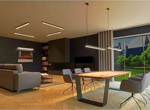 Srebrny podłużny plafon LED 3000 K - EX625 M7-B84