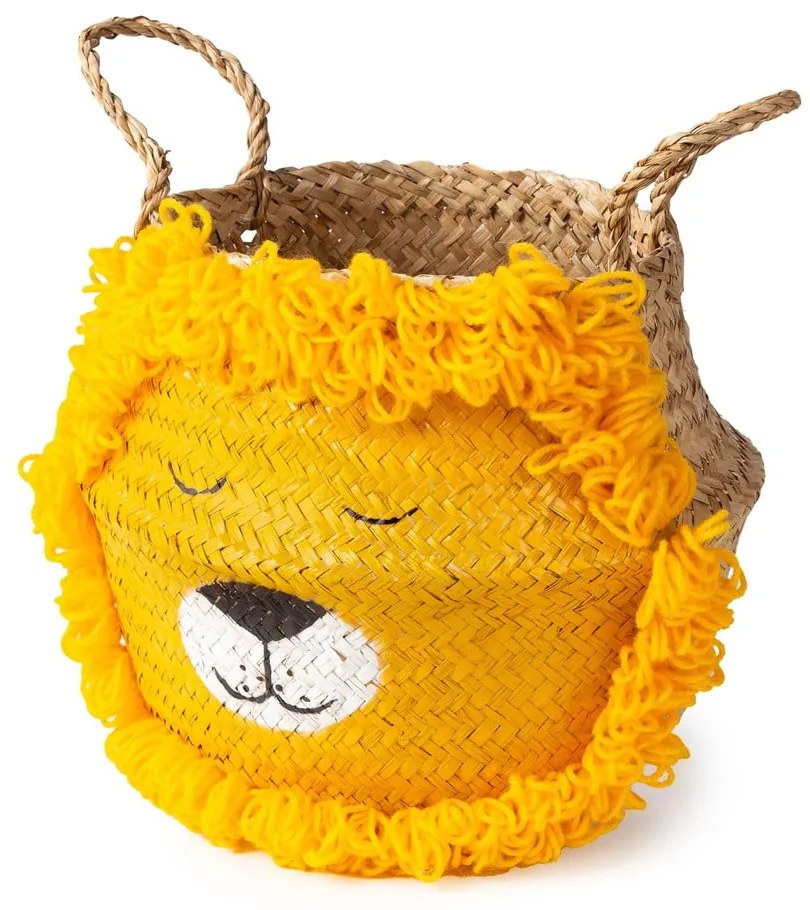 Żółto-naturalny kolorze dziecięcy kosz na zabawki z trawy morskiej ø 30x28 cm Lion – Compactor