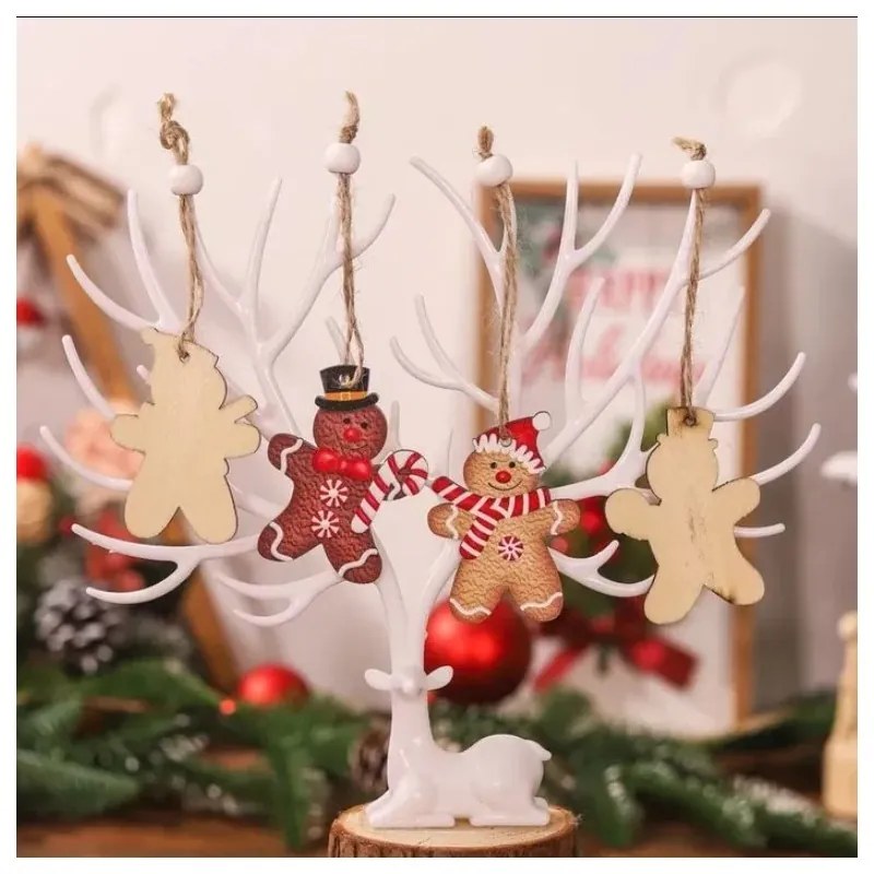 Zestaw świątecznych ozdób drewnianych GINGERBREAD, 12 szt