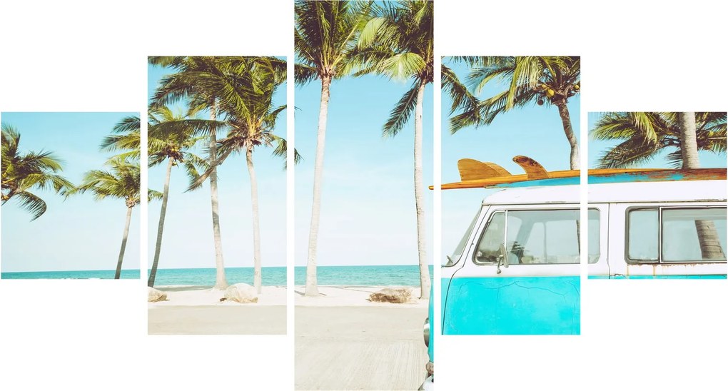 Obraz - Vintage van na plaży (125x70 cm)