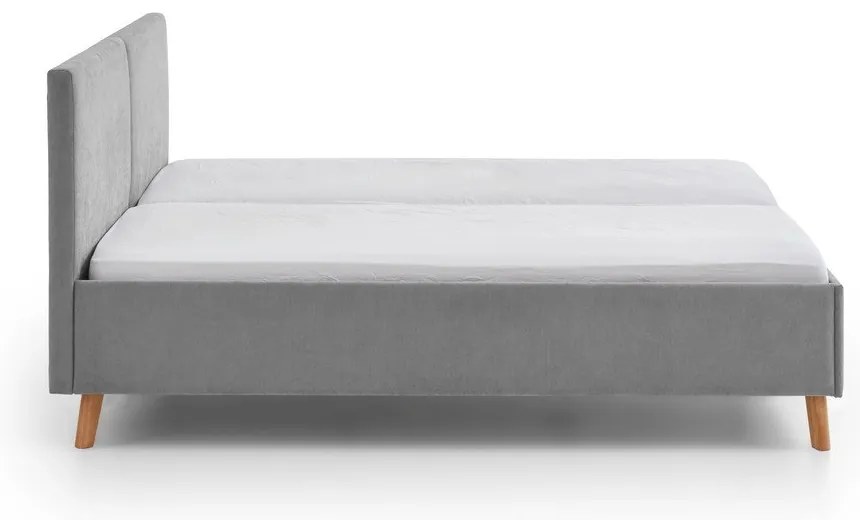 Szare tapicerowane łóżko dwuosobowe ze stelażem 160x200 cm Piano – Meise Möbel