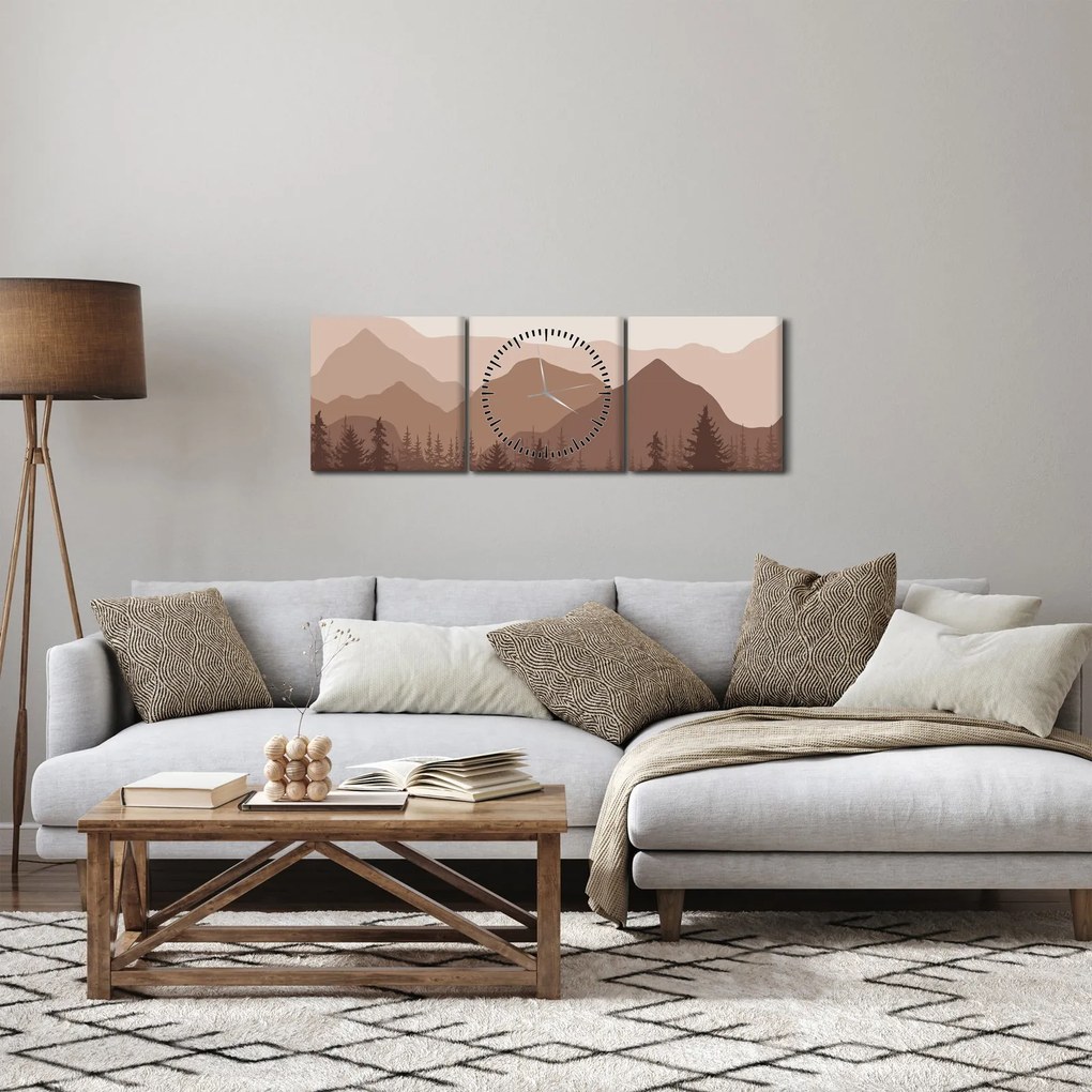 Obraz - Góry Brunatne N⁰1 (z zegarem) (90x30 cm)