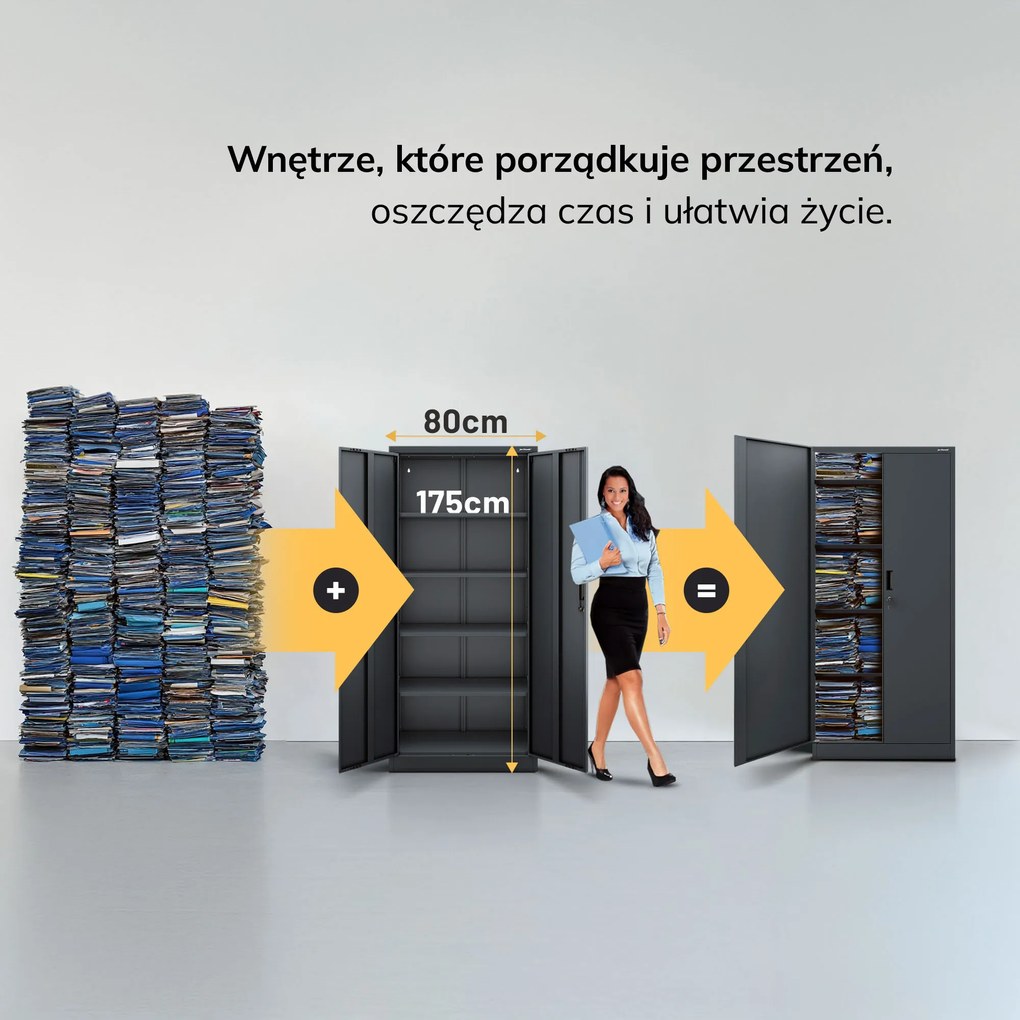 Szafa JAN Compact 1750 x 800 x 400 mm, antracytowa