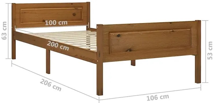 Drewniane jednoosobowe łóżko miodowy brąz 100x200 E6-S37