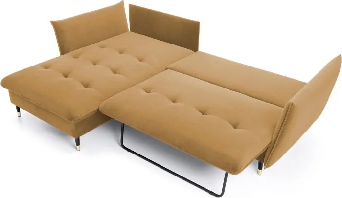 Narożnik GLAM Lewostronny z funkcją spania, zestaw z poduszkami wolnostojący tkanina RIVIERA 41 Platynowy DOMO HOME