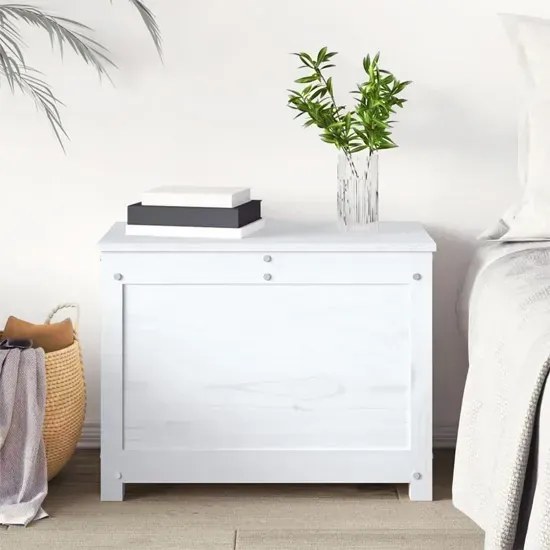 Biała Skrzynia Na Pościel Z Drewna Sosnowego B9-M44