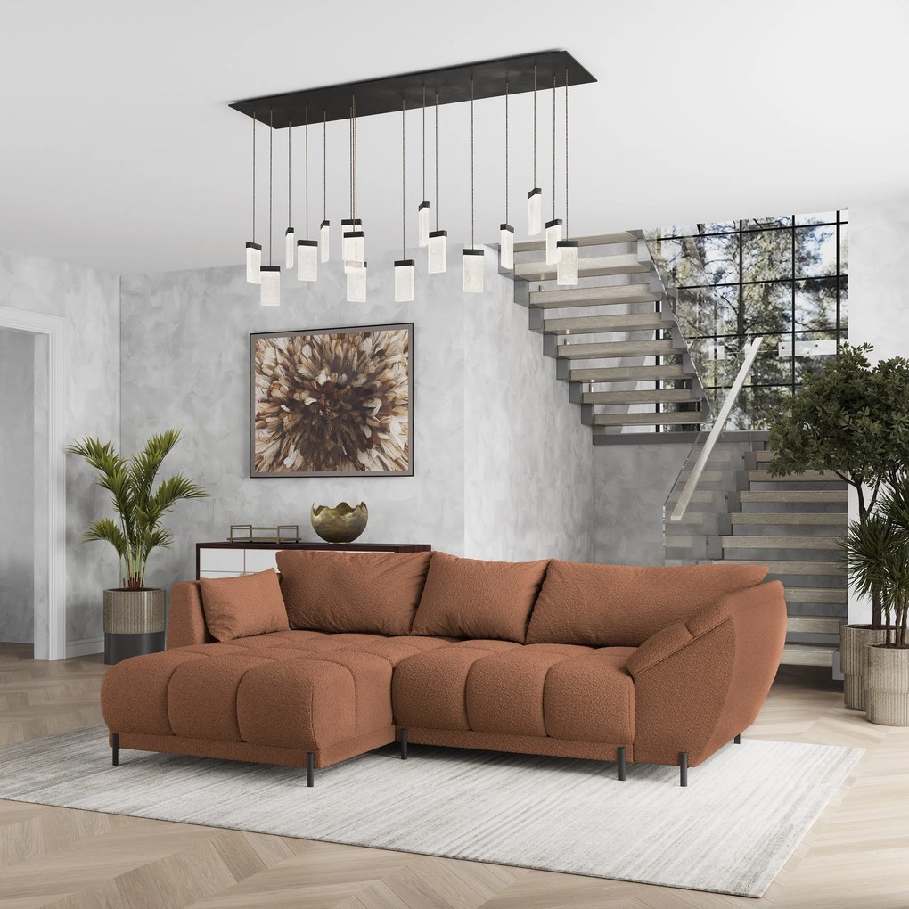 Masseno Narożnik VESTANO  z funkcją spania i pojemnikiem na pościel Narozniki L, Rozkładana sofa - Miedziany, QUELLE 54