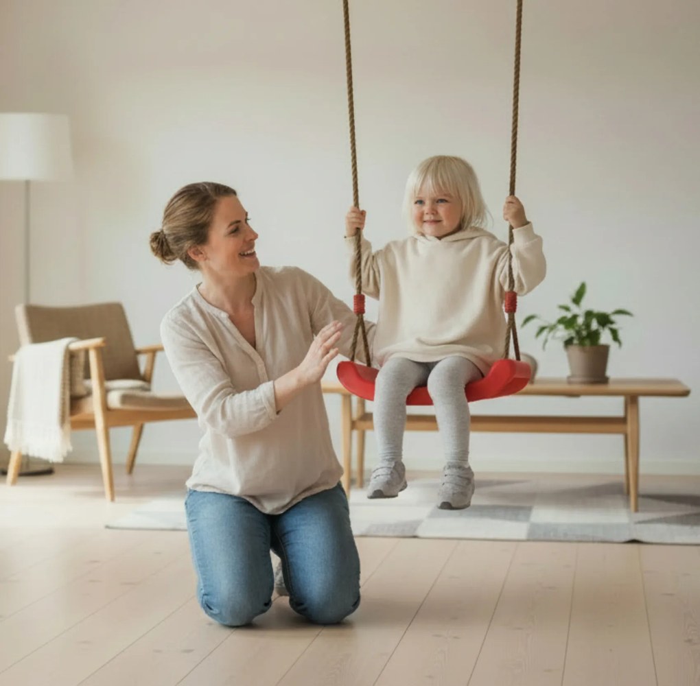 Huśtawka ogrodowa dla dzieci plastikowa Zoya czerwona 100 kg