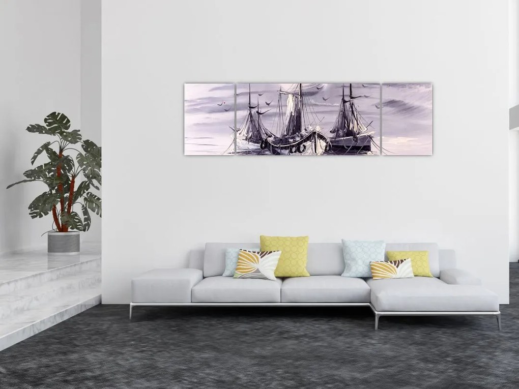Obraz - Port, obraz olejny (170x50 cm)