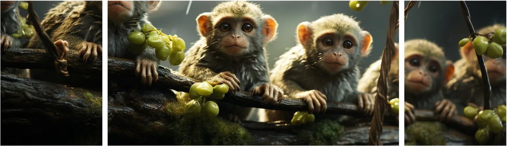 Obraz - Małpy (170x50 cm)
