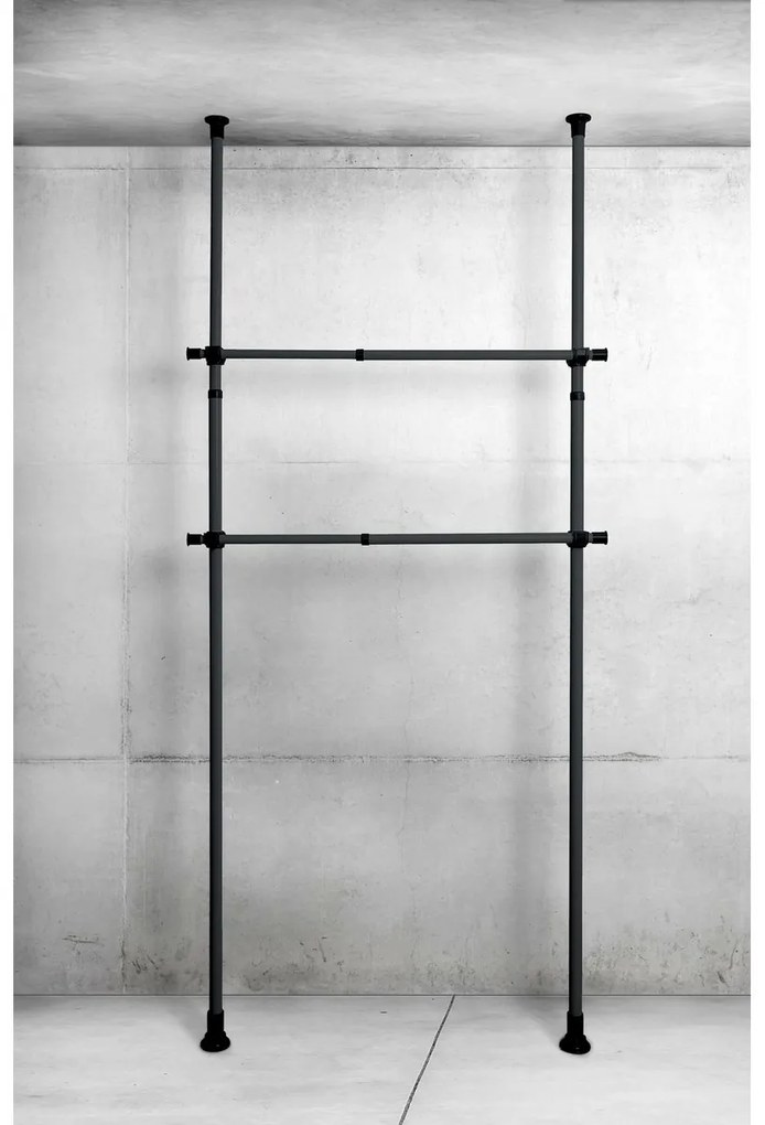 Wenko Zestaw 2 teleskopowych drążków poziomychHerkules, czarne