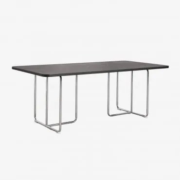 Prostokątny Stół Jadalny Z Płyty Mdf I Tento Ze Stali Nierdzewnej Czarny Fornir Jesionowy & 200 X 100 Cm - Sklum