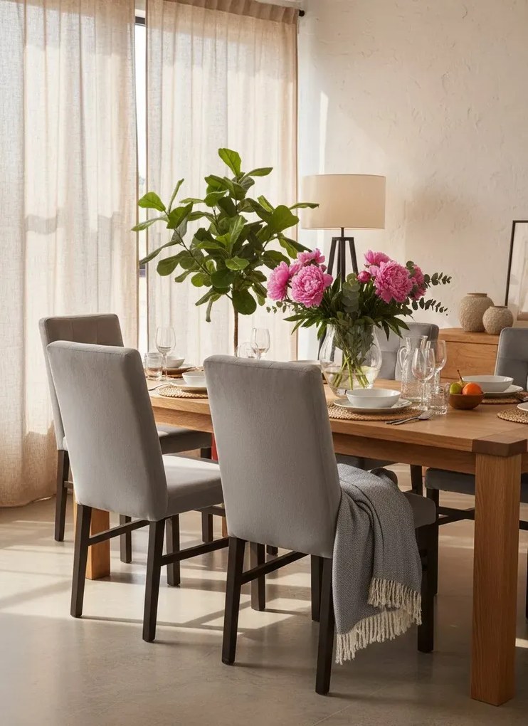 Szare pikowane krzesło drewniane F6-A67