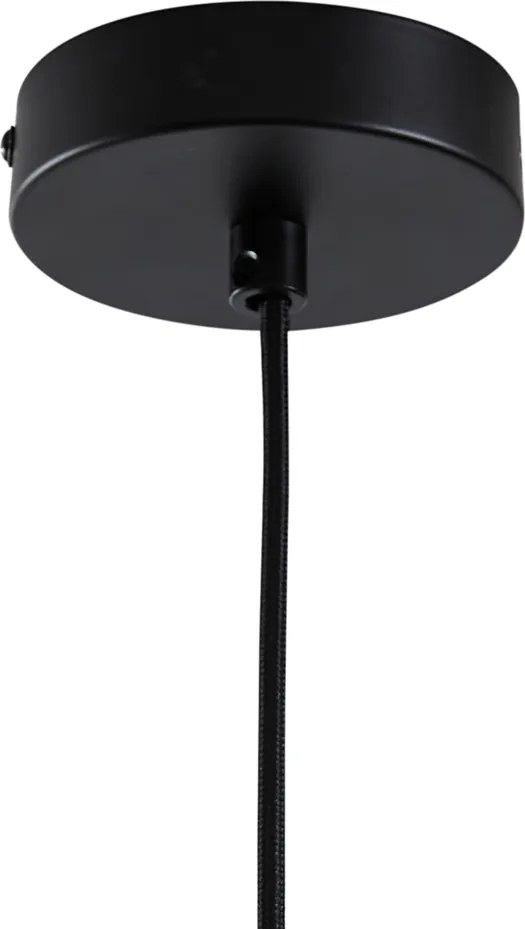 Lampa wisząca Japandi czarna z brązowym materiałowym kloszem - Bida