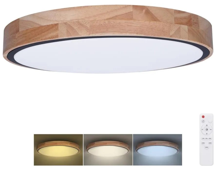 Solight WO8005 - Oświetlenie ściemnialne LED IRON OAK LED/48W/230V 3000-6500K śr. 40 cm + pilot