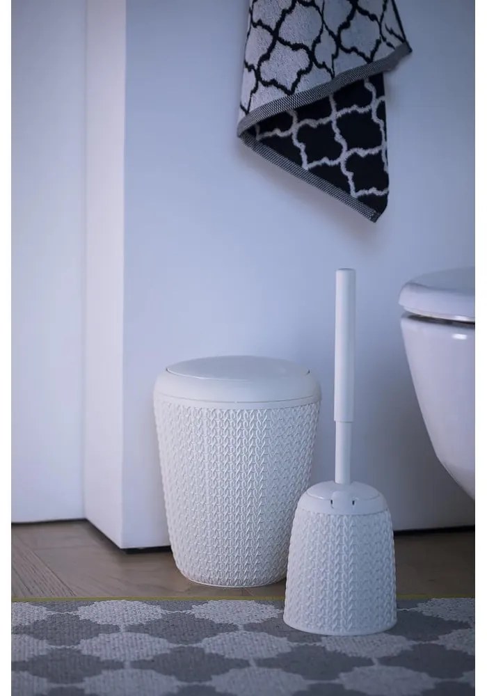 Biały łazienkowy kosz na śmieci Curver Knit, 7 l