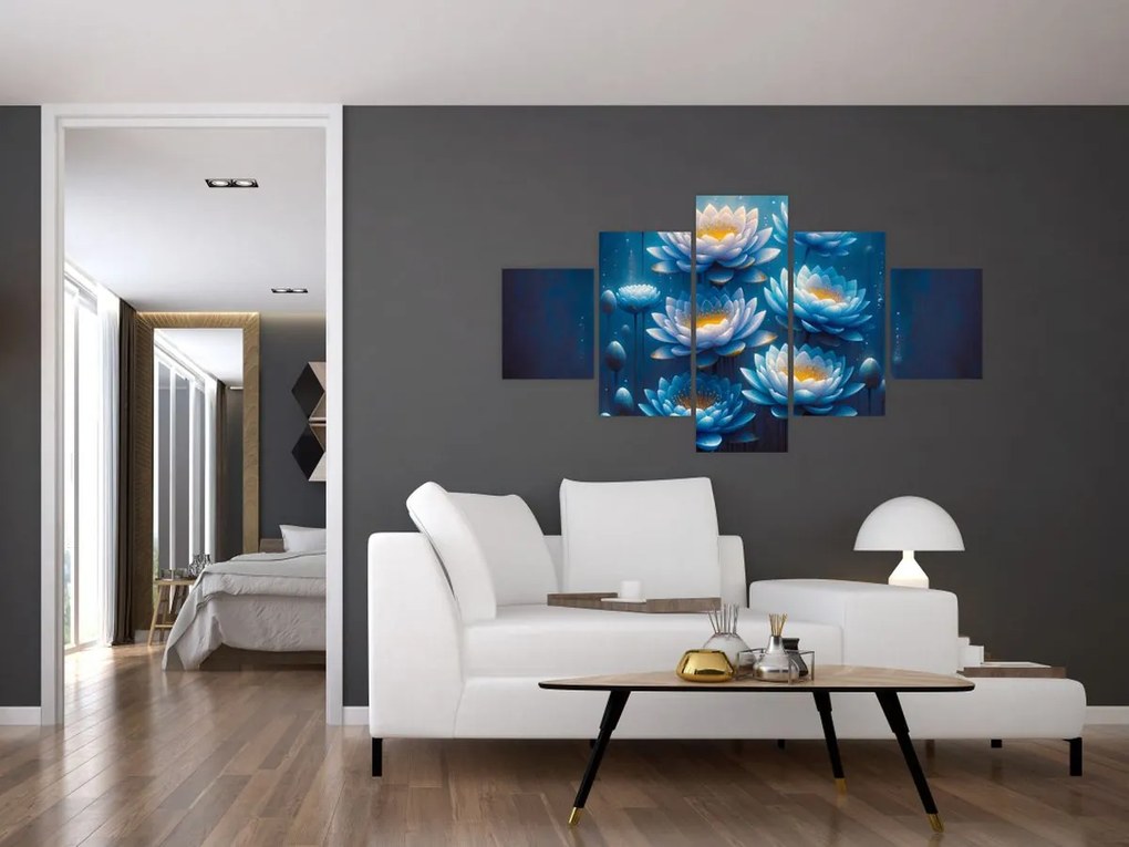 Obraz - Lilie wodne pod powierzchnią (125x70 cm)