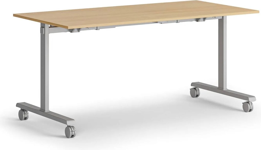 Mobilny stół MATCH, 160x80 cm, szara podstawa, buk