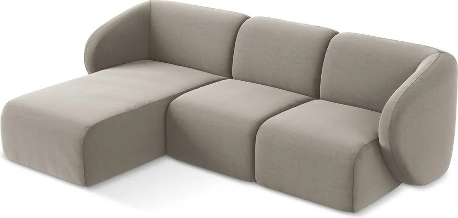 Jasnobrązowy aksamitny narożnik (lewostronny/z szezlongiem) Lani – Makamii