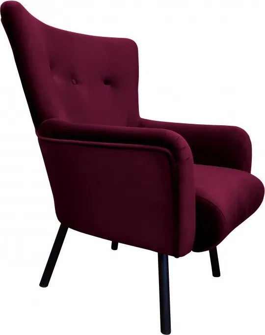Fotel TULIP tkanina Welur noga metalowa Uszak luksusowy komfort salonu : Kolor nogi - Czarna, Kolor tkaniny - VELVET - MG02