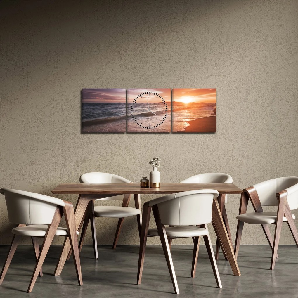 Obraz - Zachód słońca w Tajlandii (z zegarem) (90x30 cm)