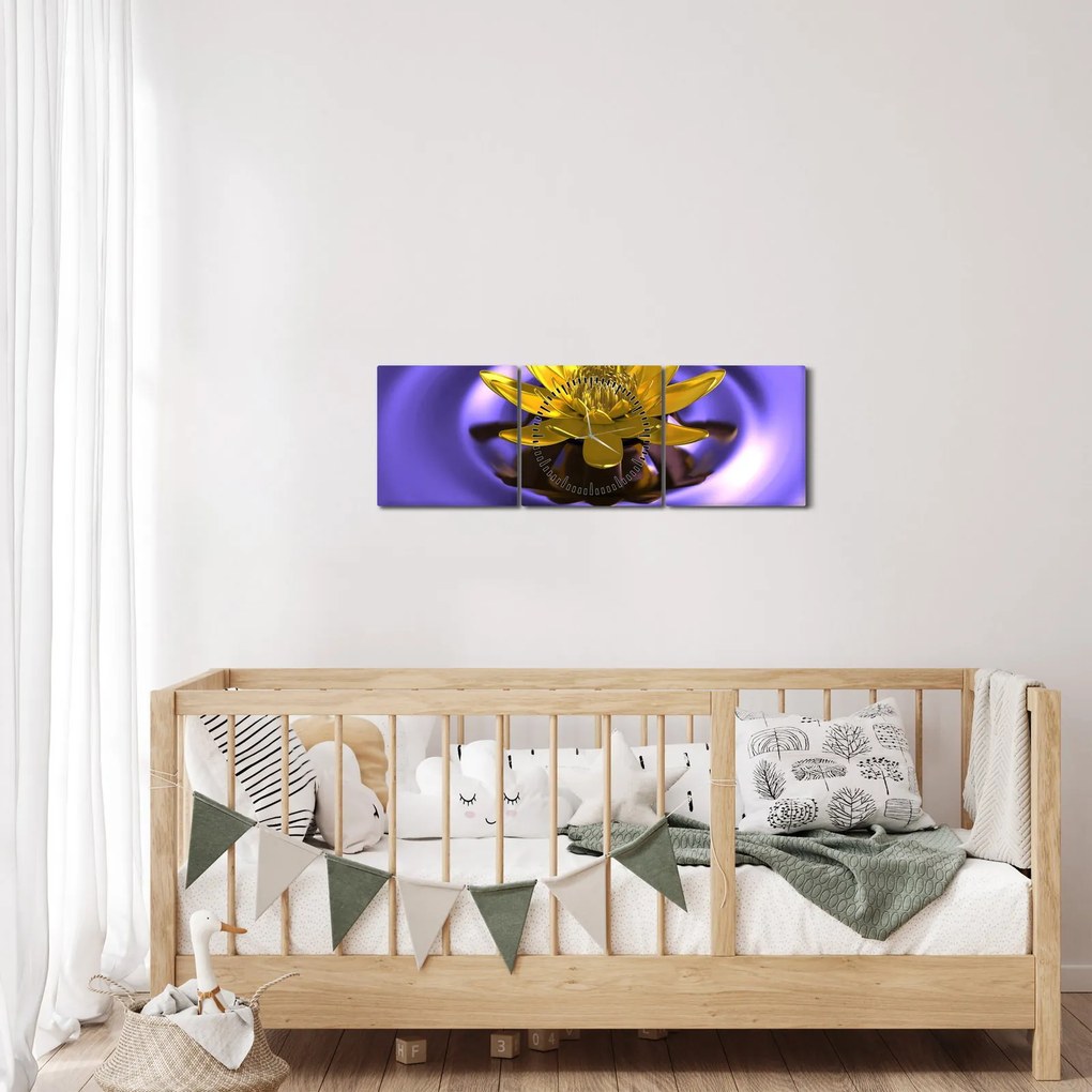 Obraz - Lilia wodna (z zegarem) (90x30 cm)