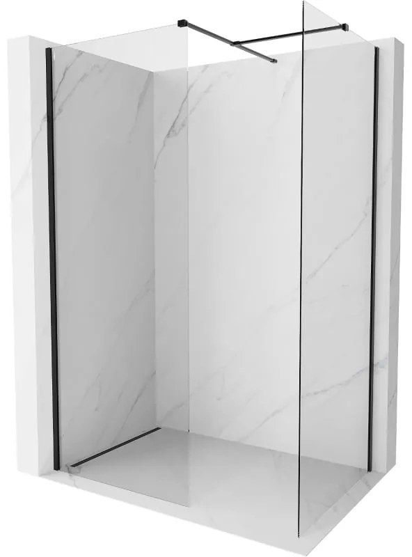 Mexen Kioto-X ścianka prysznicowa Walk-in 120 x 70 cm, transparent 10 mm, czarna - 800-120-202-70-00-070-X