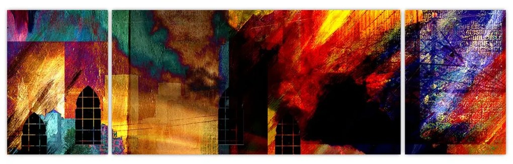 Obraz - Kolorowa abstrakcja miasta (170x50 cm)