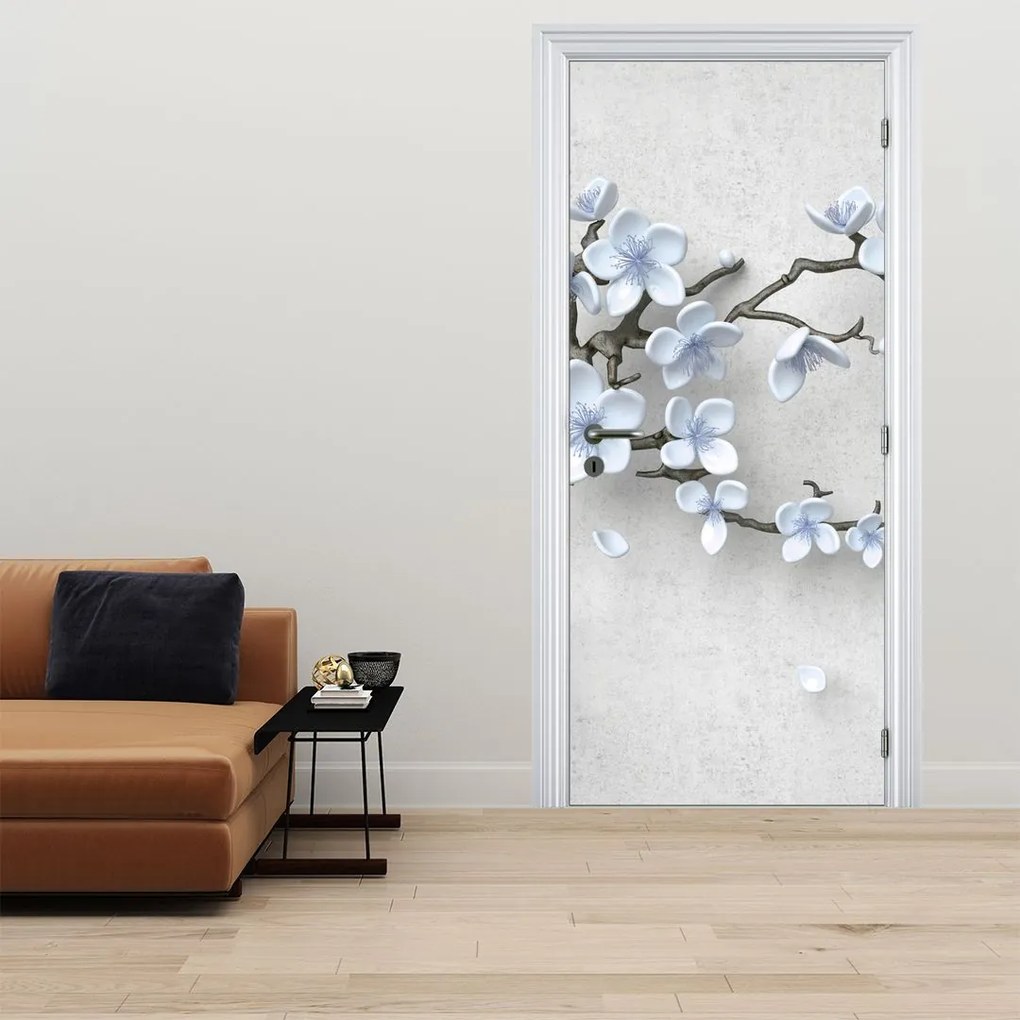 Fototapeta na drzwi - Niebieskie kwiaty (95x205cm)