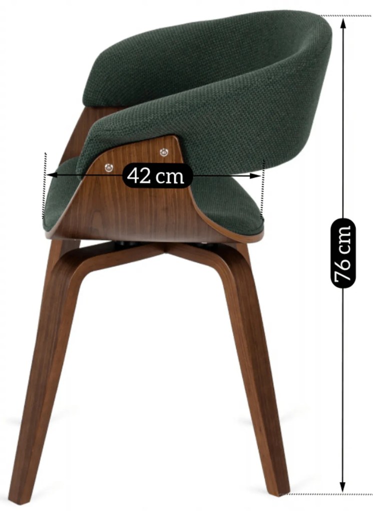 Krzesło Tapicerowane z Drewna Giętego GARY 2 Zielone/Orzech Nowoczesne Loft