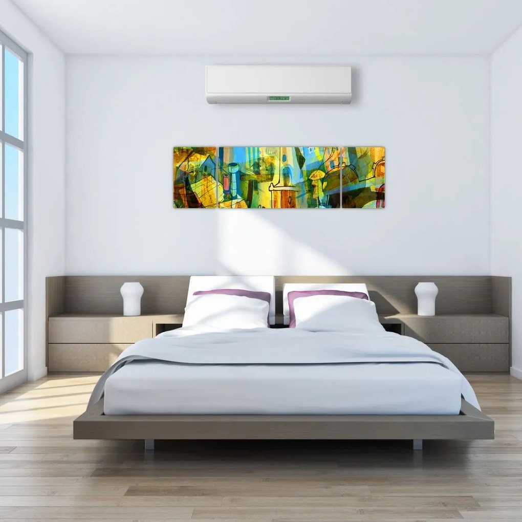 Obraz - Architektura, abstrakcja kubistyczna (170x50 cm)