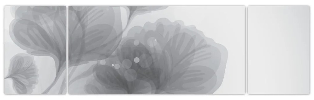 Obraz kwiatów w odcieniach szarości (170x50 cm)