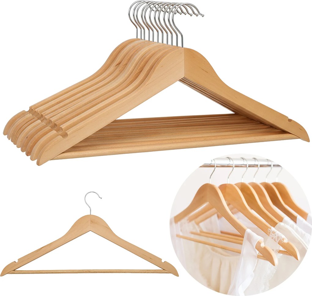 Wieszaki drewniane na ubrania do szafy 10 szt