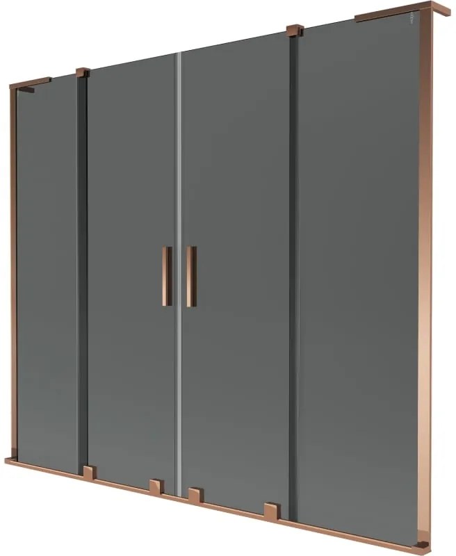 Mexen Velar L Duo parawan nawannowy 2-skrzydłowy rozsuwany 170 x 150 cm, grafit, różowe złoto - 896-170-003-42-60