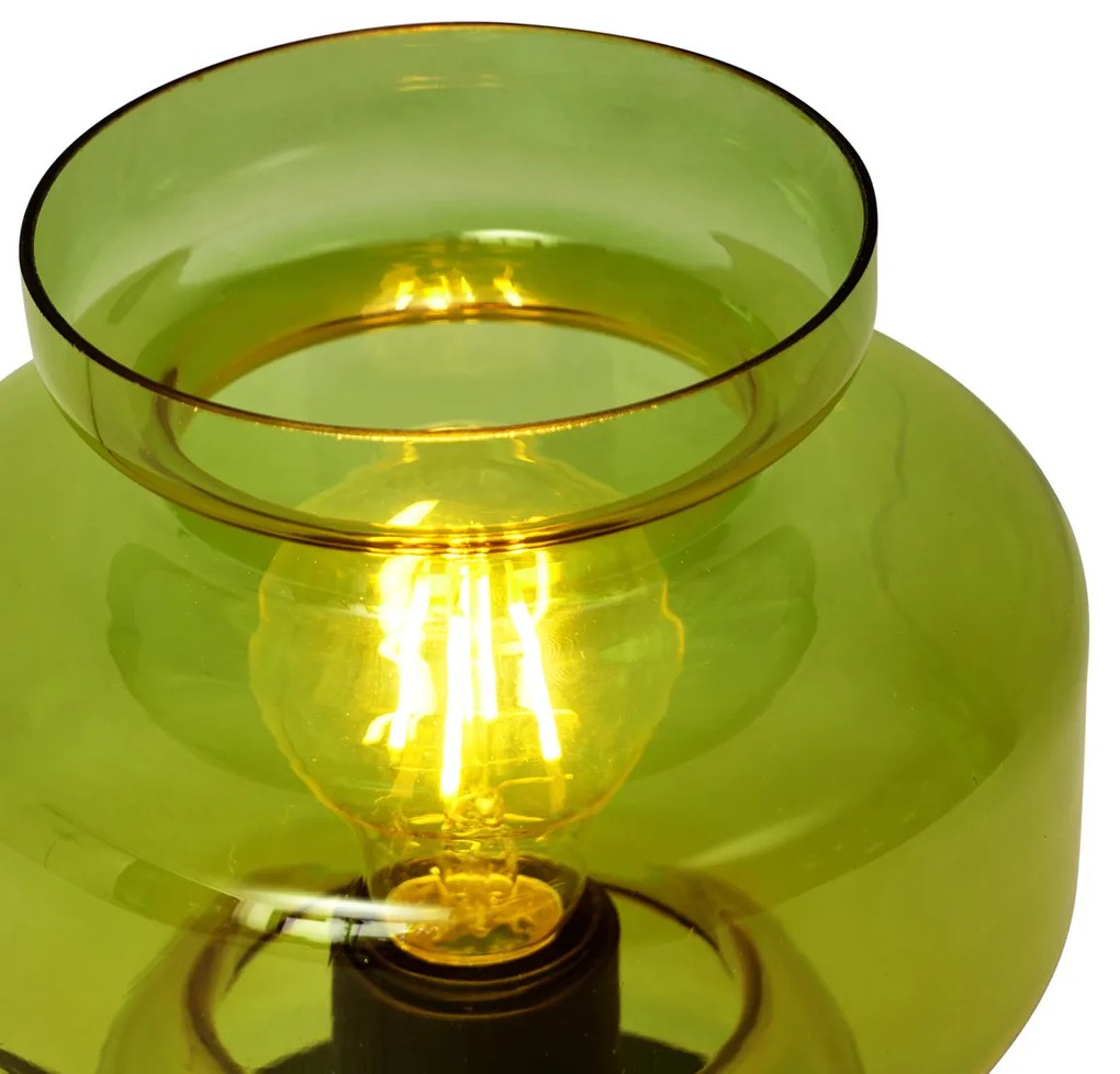 Lampa stołowa w stylu Retro czarna z zielonym szkłem - Denise Retro Oswietlenie wewnetrzne