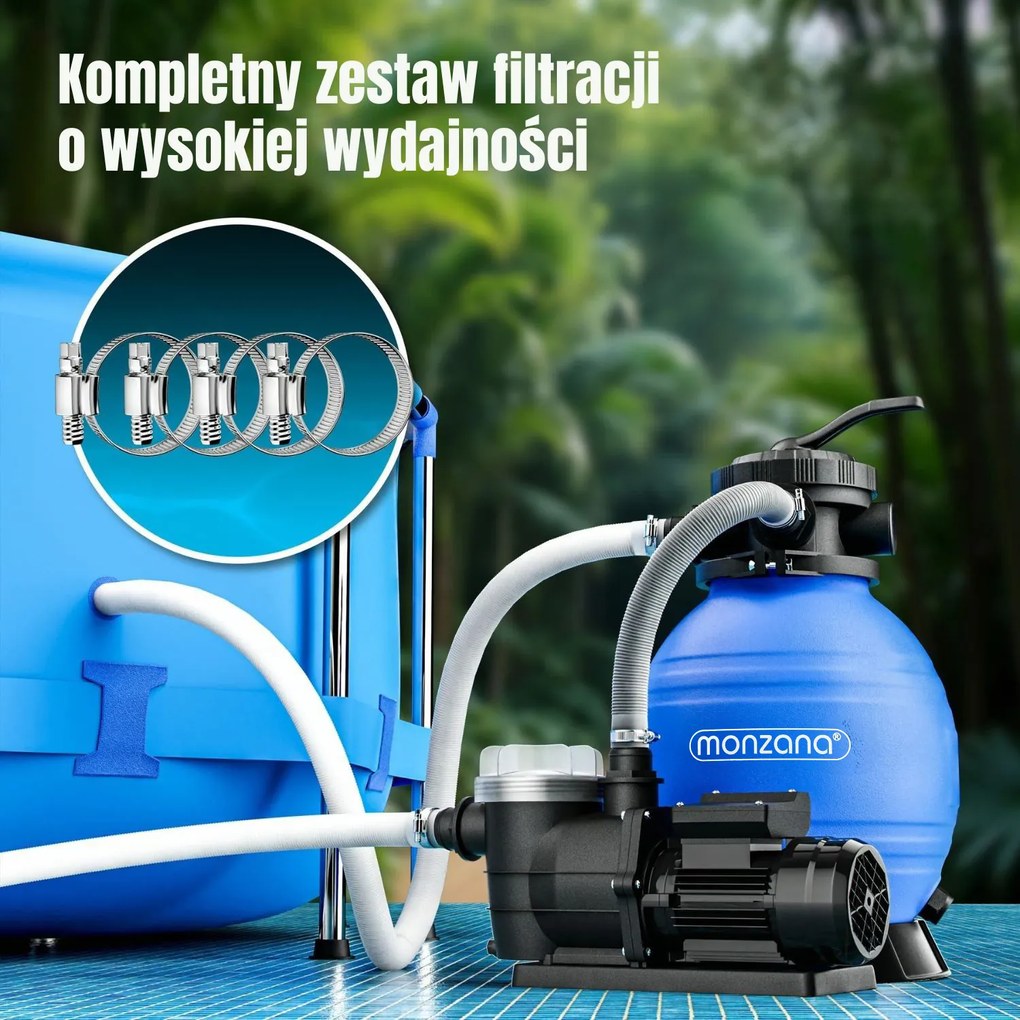 Filtr piaskowy do basenu AQUA 9 600 l/h, niebieska Monzana