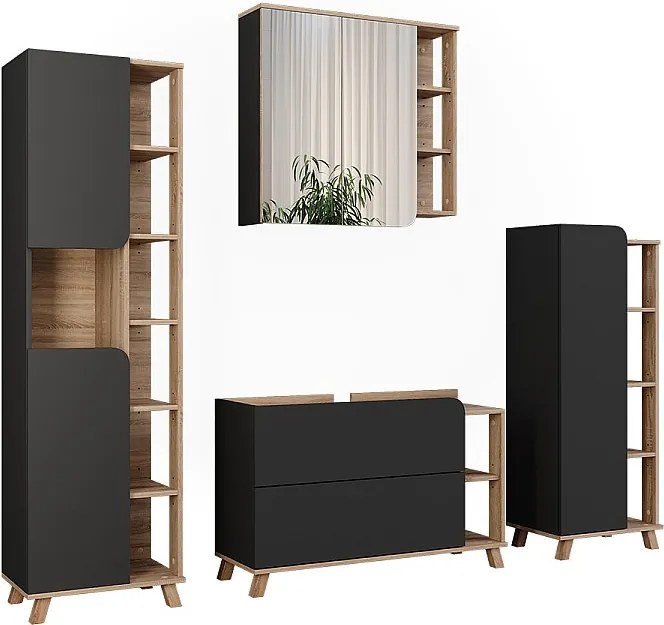 Zestaw mebli łazienkowych sonoma/antracyt 100x35x65 karen
