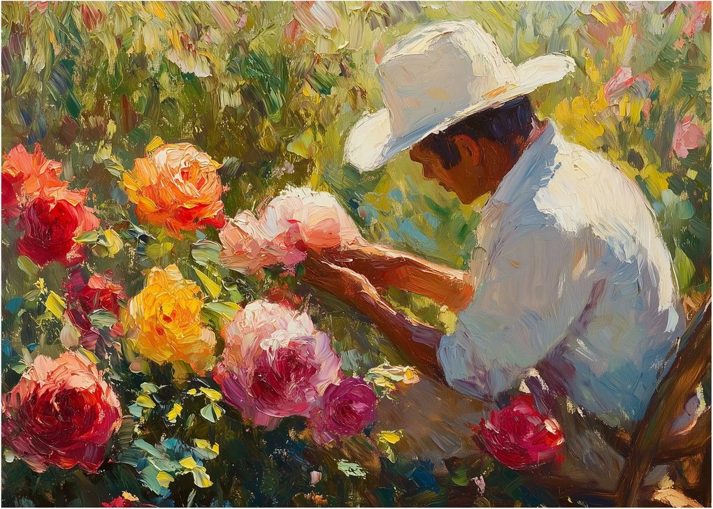 Obraz na szkle - Ogrodnik (70x50 cm)
