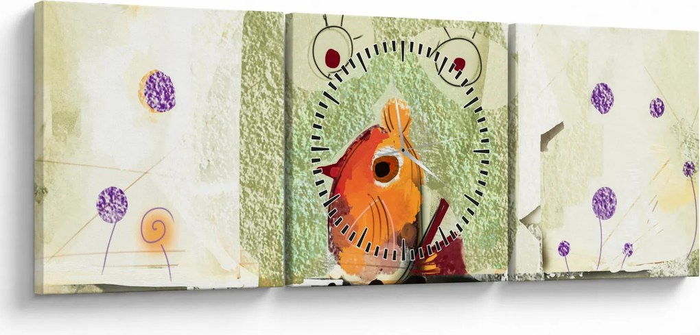 Obraz- Dusza ptaka (z zegarem) (90x30 cm)
