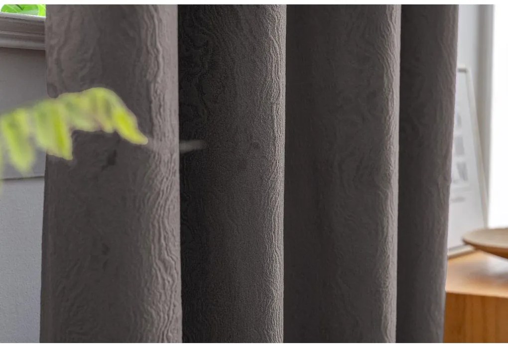 Zasłona zaciemniająca DUNES VELVET 140x250 cm, ciemnoszara Zawieszanie: Taśma z wiązaniami