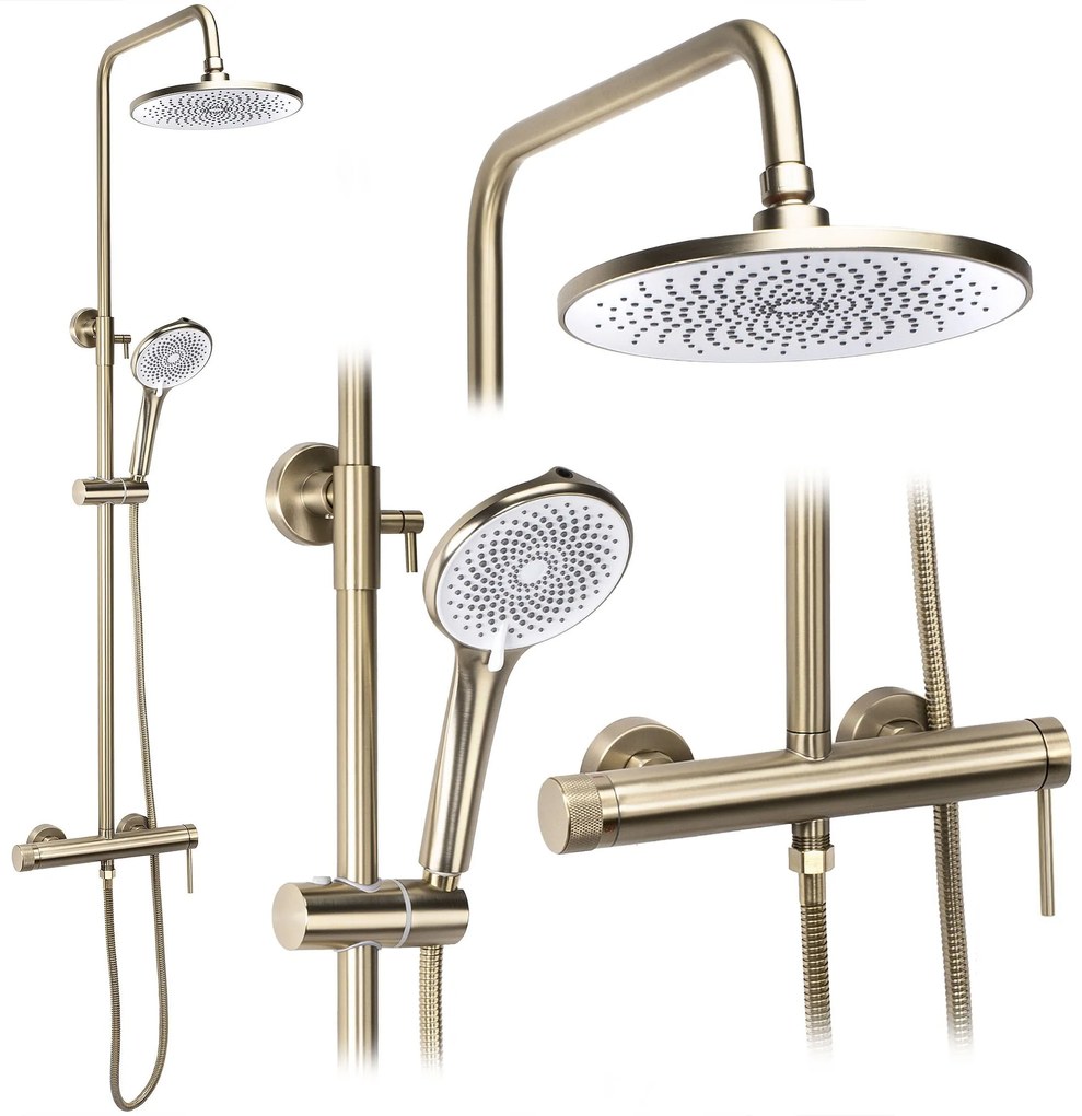 Zestaw natryskowy Rea Foss Clif Złoty Szczotkowany