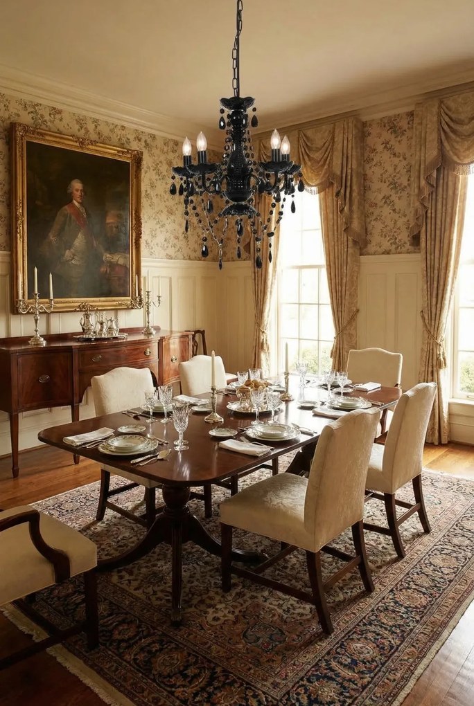 Czarny klasyczny żyrandol świecznikowy do salonu - 16X E959 B8-P97