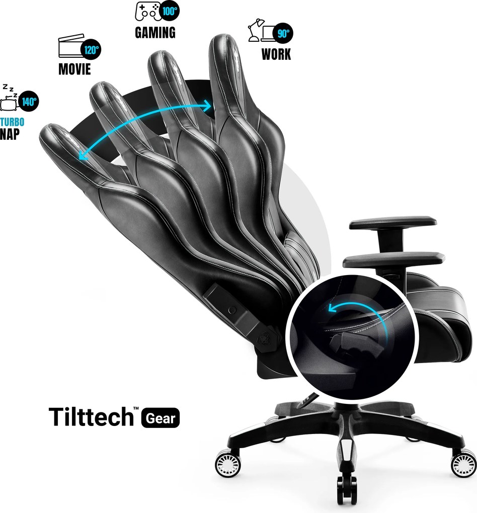 Fotel gamingowy Diablo X-One 2.0 King Size, czarno-biały