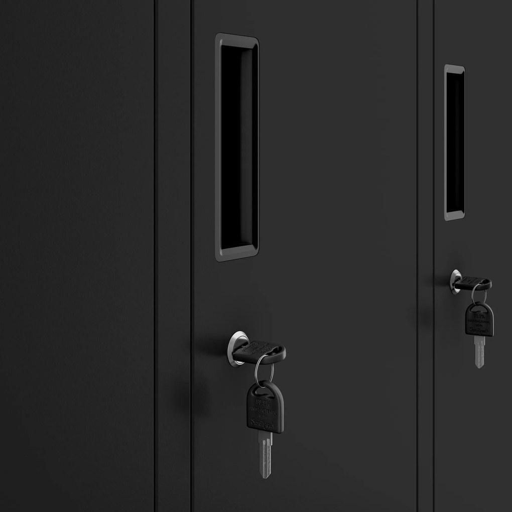 Szafa socjalna BHP ubraniowa 10-drzwiowa czarna: BARTEK 1360 x 1720 x 450 mm