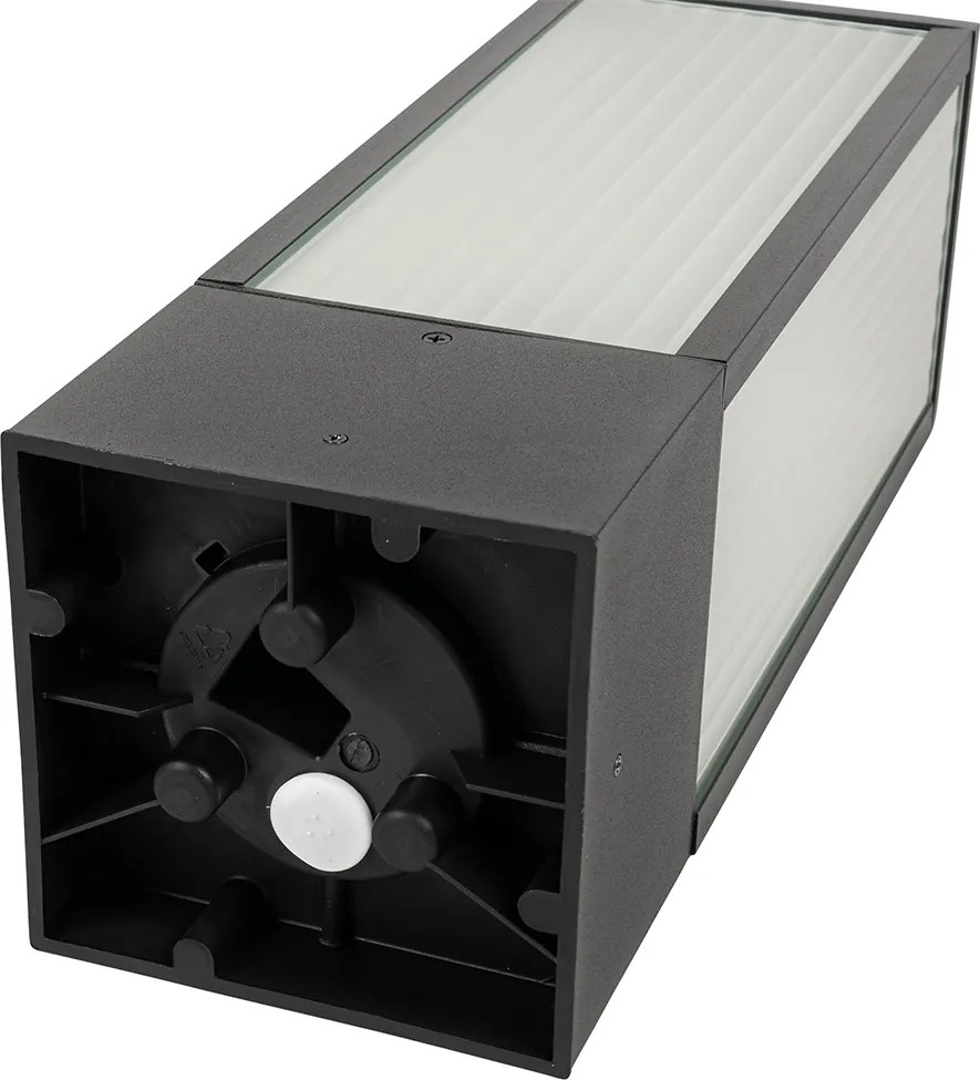 Stojąca lampa ogrodowa czarna z żebrowanym szkłem 40 cm IP44 - Charlois