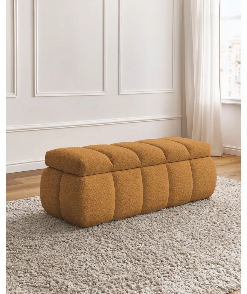 Ławka z materiału bouclé w kolorze ochry – Bobochic Paris